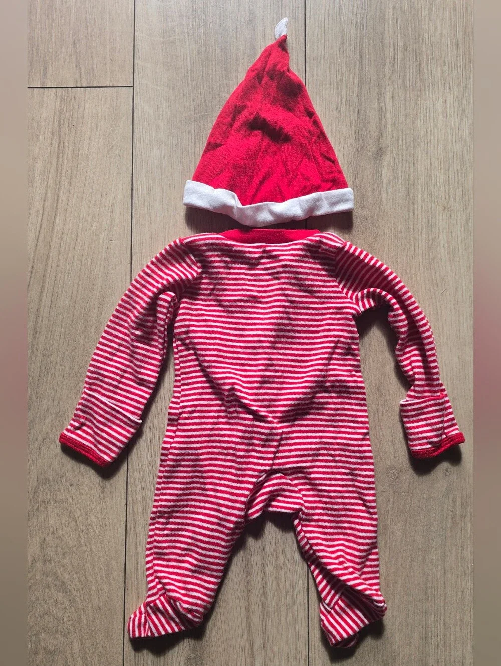 Carter's Red & White Striped Santa Onesie with Hat Newborn